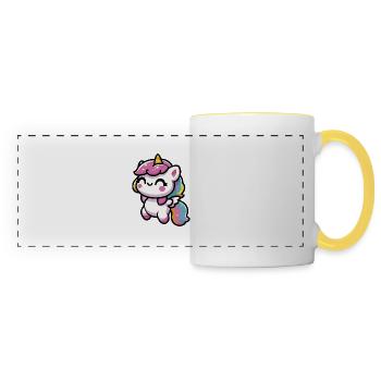 Adorable licorne kawaii - Mug panoramique contrasté et blanc - blanc/jaune - Devant
