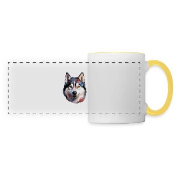 Siberian Husky - Panoramic Mug - white/yellow - Front