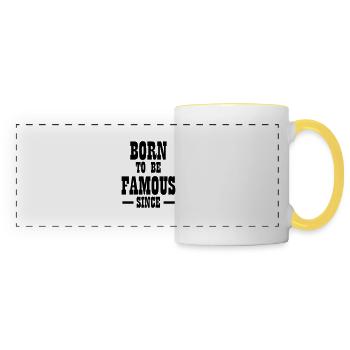 Né pour être célèbre neutre libre - Mug panoramique contrasté et blanc - blanc/jaune - Devant