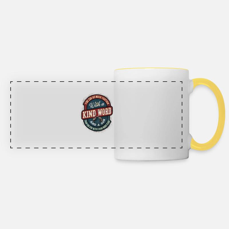 Armes à feu et mots gentils - Mug panoramique contrasté et blanc - blanc/jaune