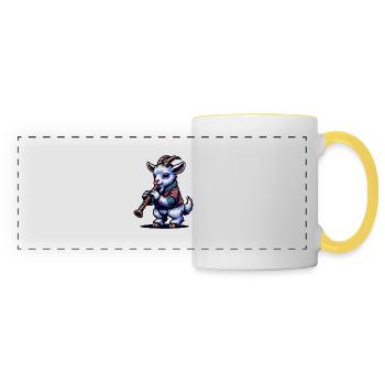 Cool chèvre jouant de la flûte Farm Design - Mug panoramique contrasté et blanc - blanc/jaune - Devant