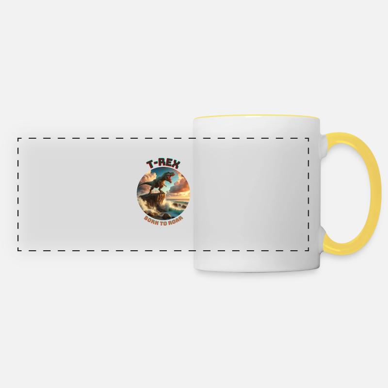 T Rex11 - Mug panoramique contrasté et blanc - blanc/jaune