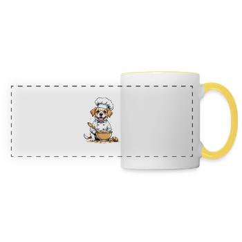 Dog Chef Dog Friends Cadeau Cookie Cookies - Mug panoramique contrasté et blanc - blanc/jaune - Devant