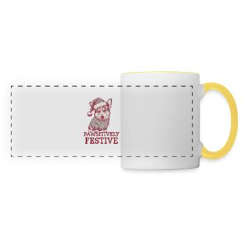 Corgi Pawsityvely Festive - Panoramic Mug - white/yellow - Front