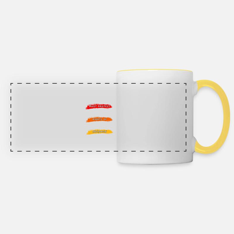 Nous devons protéger les droits de nos enfants - Mug panoramique contrasté et blanc - blanc/jaune
