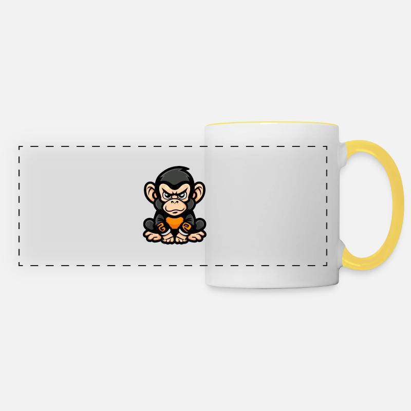 Bande dessinée Singe - Mug panoramique contrasté et blanc - blanc/jaune