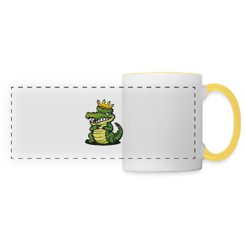 Alligator Cartoon Couronne - Mug panoramique contrasté et blanc - blanc/jaune - Devant
