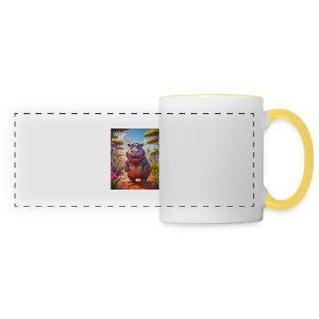 super cute african animals– Hippo - Panoramic Mug - white/yellow - Front