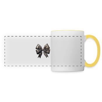 Schleife Zierde Glamour Geschenk - Panoramatasse - Weiß/Gelb - Vorne