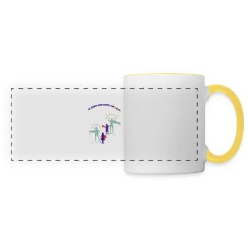 Il y a un héros dans chaque enfant ! - Mug panoramique contrasté et blanc - blanc/jaune - Devant