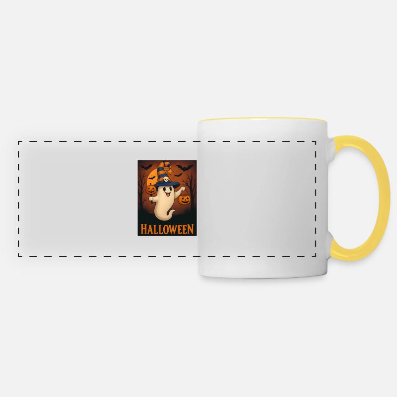 Halloween Pumpkin Spooky Ghosts Gift - Panoramic Mug - white/yellow