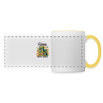 Rêves Rétro Urbains – NOTRE DAME - Paris - Mug panoramique contrasté et blanc - blanc/jaune - Devant
