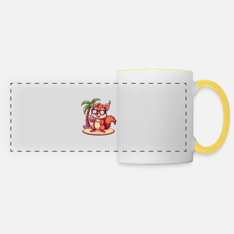 Squirrel Island Summer Palm - Panoramic Mug - white/yellow