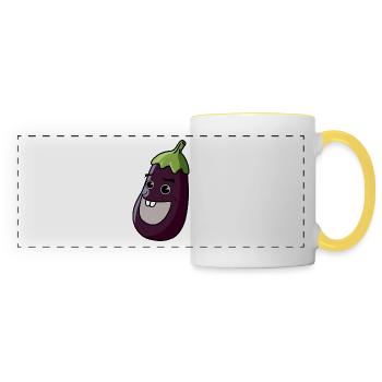 Aubergine Comic - Panoramatasse - Weiß/Gelb - Vorne