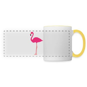 Flamingo 3 colors - Panoramic Mug - white/yellow - Front