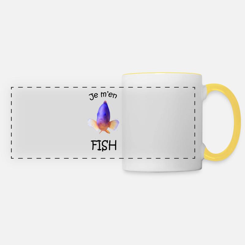 Je m'en Fish - Mug panoramique contrasté et blanc - blanc/jaune