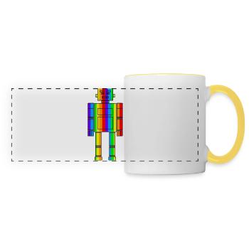 Regenbogen Roboter - Panoramatasse - Weiß/Gelb - Vorne