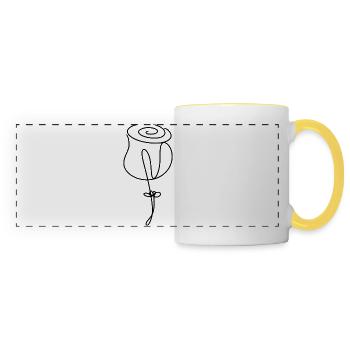Fleur de rose minimaliste dessinée à la main - Mug panoramique contrasté et blanc - blanc/jaune - Devant