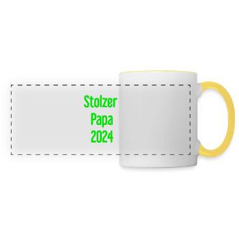 Proud Dad 2024 – pour les nouveaux papas - Mug panoramique contrasté et blanc - blanc/jaune - Devant