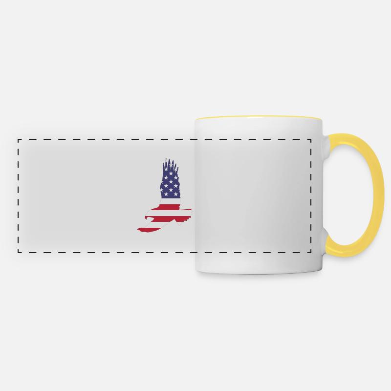 USA America Flag Stars and Stripes Eagle Eagle - Panoramic Mug - white/yellow