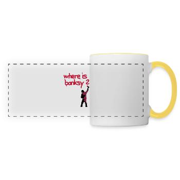 where is banksy - Panoramic Mug - white/yellow - Front