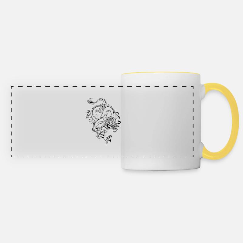Chinese dragon by dk - Panoramic Mug - white/yellow