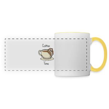 L'heure du café - Mug panoramique contrasté et blanc - blanc/jaune - Devant