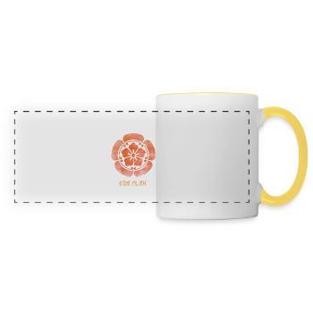 Japanese Oda Clan Sigil - Oda Nobunaga - Panoramic Mug - white/yellow - Front