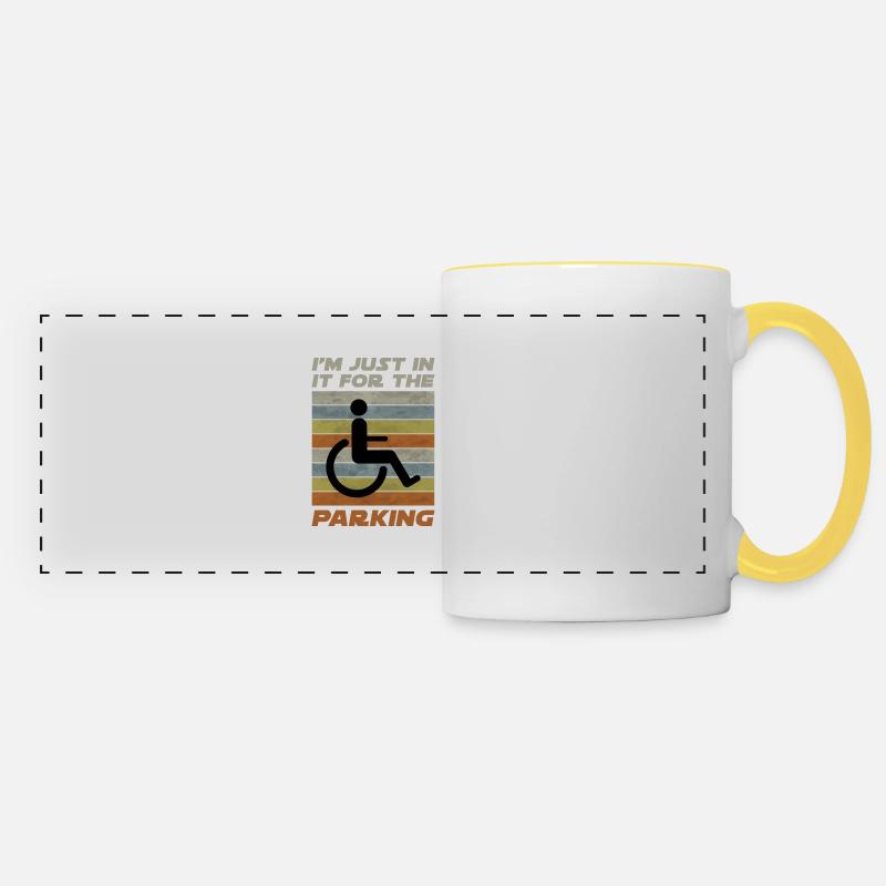 Behindert Rollstuhl Behinderung Handicap Geschenk - Panoramatasse - Weiß/Gelb