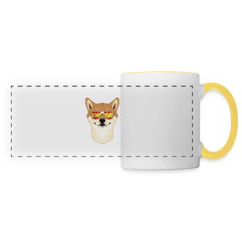 Shiba Inu I Spain Sunglasses I Spanish Flag - Panoramatasse - Weiß/Gelb - Vorne