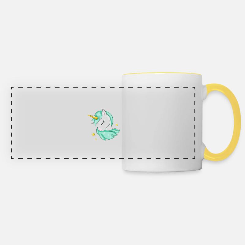 All i need is my Unicorn Einhorn Design - Panoramic Mug - white/yellow