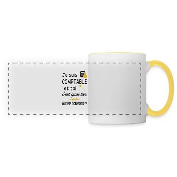 je suis comptable / cadeau humour comptable - Mug panoramique contrasté et blanc - blanc/jaune - Devant