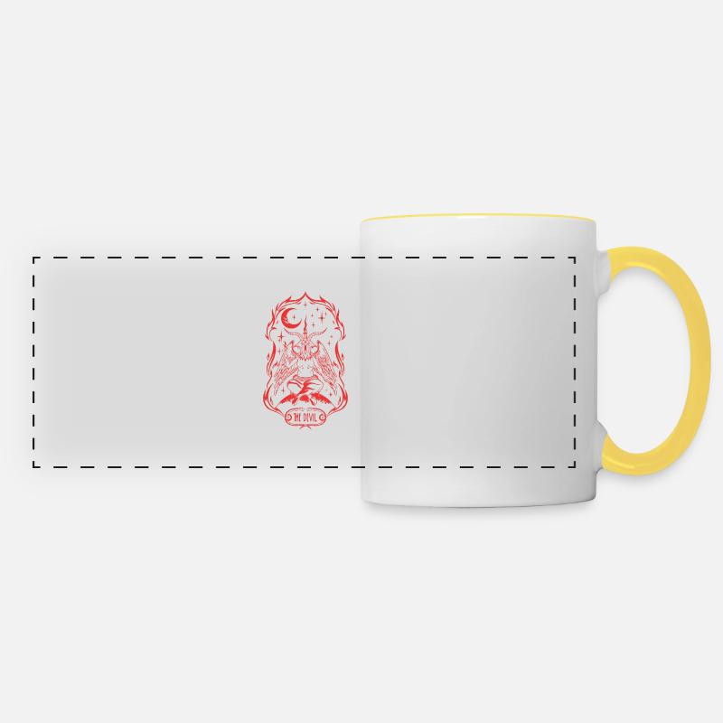 Black moon devil satan ritual - Panoramic Mug - white/yellow