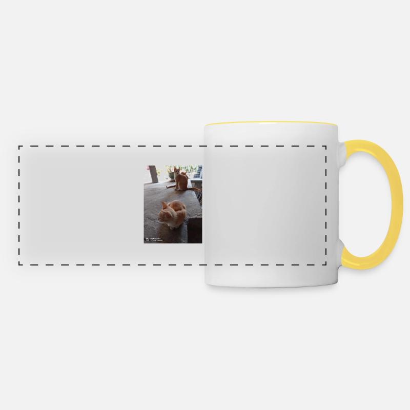 CHATS - Mug panoramique contrasté et blanc - blanc/jaune