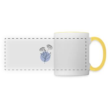 Cercle bleu fleur - Mug panoramique contrasté et blanc - blanc/jaune - Devant