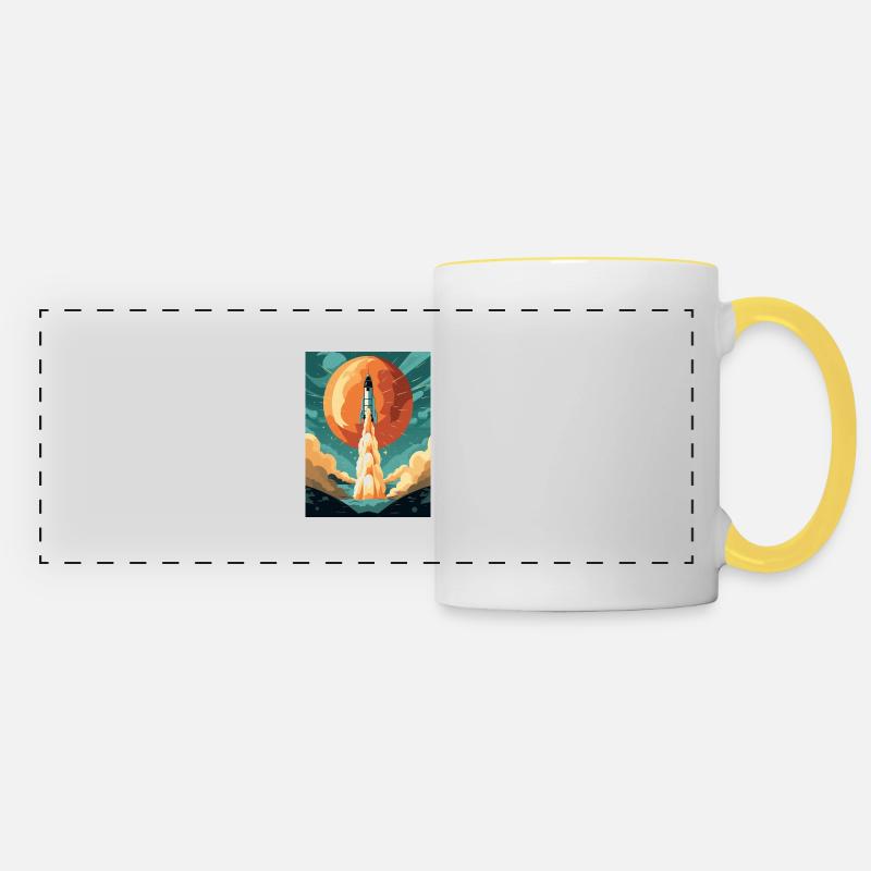 Rocket Launch Raketenstart - Panoramatasse - Weiß/Gelb