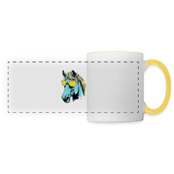 Toto the bespectacled horse - Panoramic Mug - white/yellow - Front