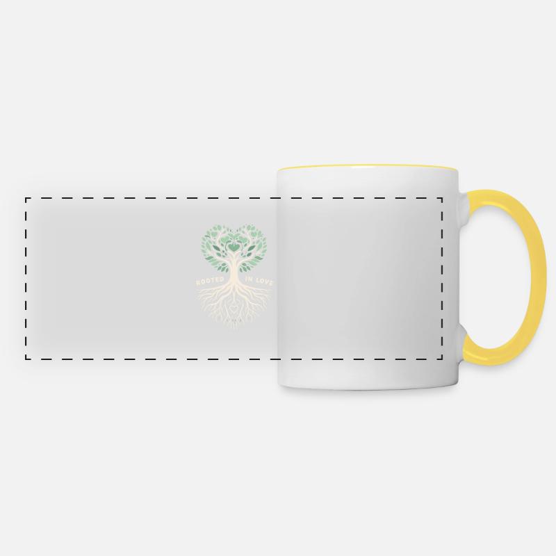 Enraciné dans l’amour : un design d’arbre élégant - Mug panoramique contrasté et blanc - blanc/jaune
