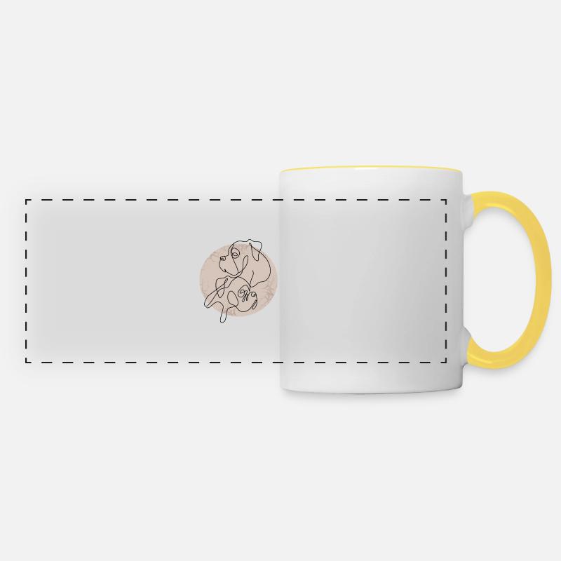 BOXER DOG TWO BOXERS ONE LINE - Panoramic Mug - white/yellow