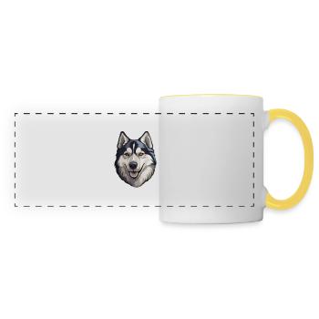 Siberian Husky - Panoramatasse - Weiß/Gelb - Vorne