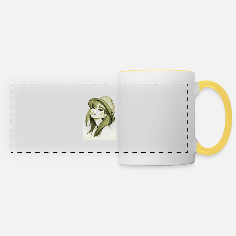 Auburn Girl (1) - Panoramic Mug - white/yellow