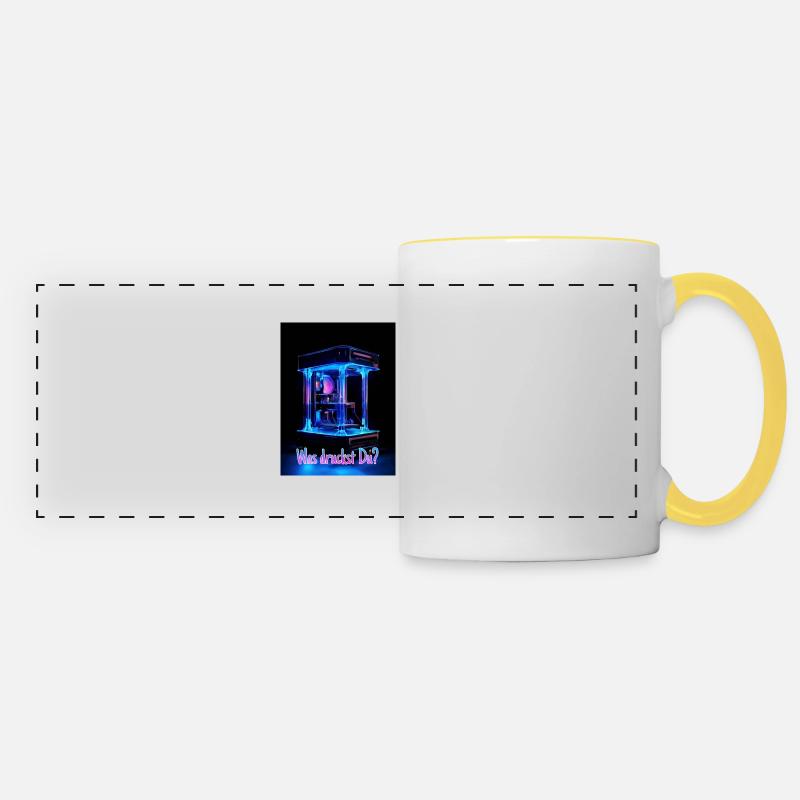 Qu’imprimez-vous ? - Motif d’impression 3D - Mug panoramique contrasté et blanc - blanc/jaune