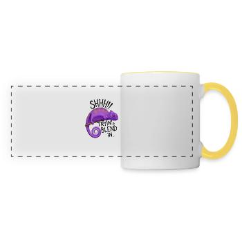 Chameleon trying to blend in - Panoramic Mug - white/yellow - Front