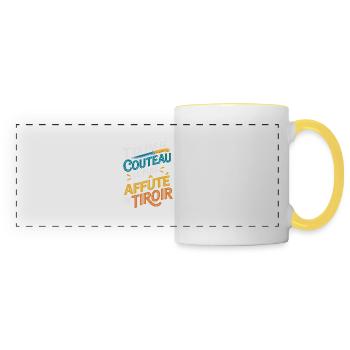T'es pas le couteau le plus affûté du tiroir - Mug panoramique contrasté et blanc - blanc/jaune - Devant