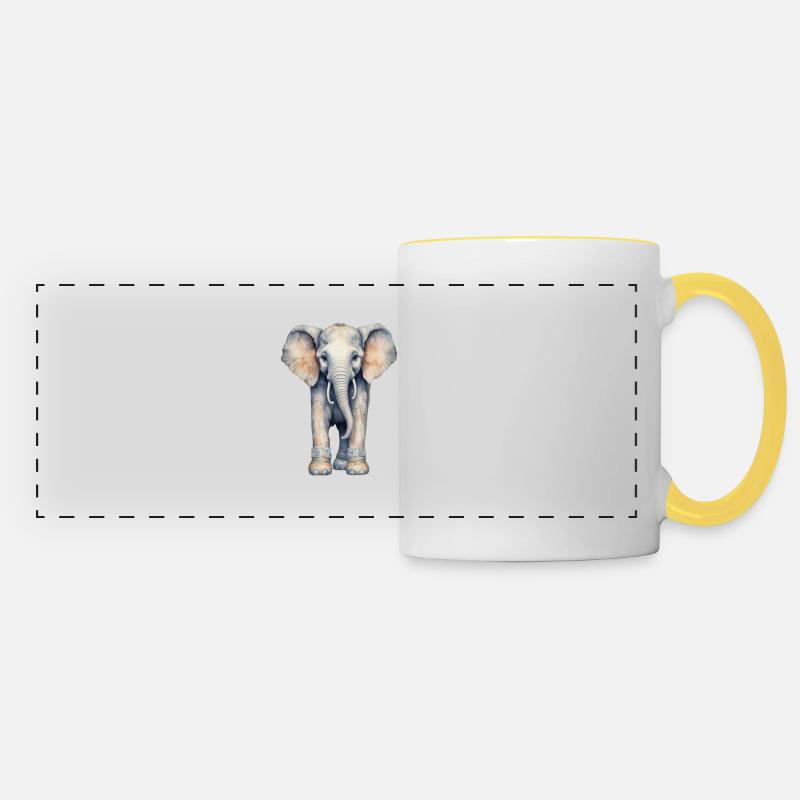 Elephant with Colorful Boots - Panoramic Mug - white/yellow