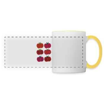Tomates 6 fois multicolores - Mug panoramique contrasté et blanc - blanc/jaune - Devant