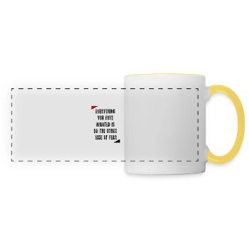 Tout ce que vous vouliez est de l’autre côté de la peur - Mug panoramique contrasté et blanc - blanc/jaune - Devant