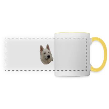 weisser Schäferhund Kopf - Panoramatasse - Weiß/Gelb - Vorne