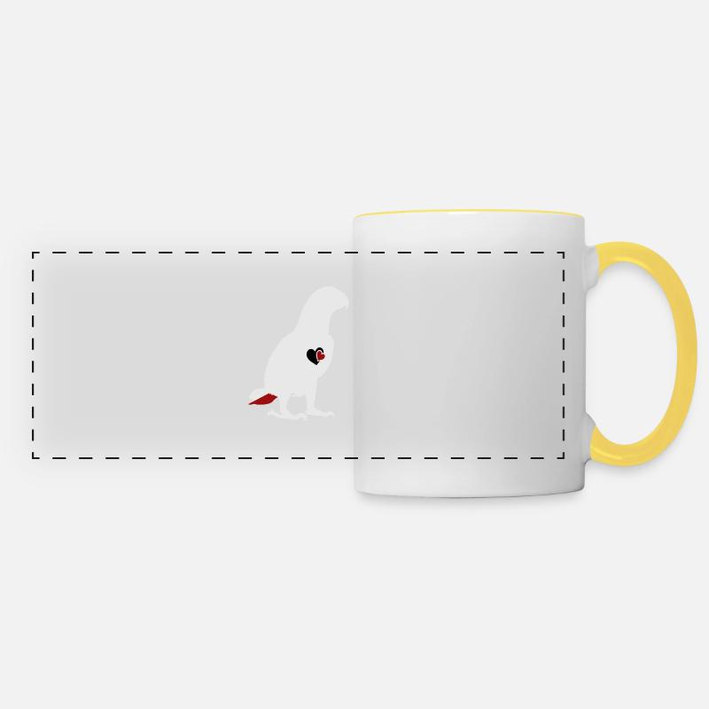 African Grey Parrot Love - Panoramic Mug - white/yellow