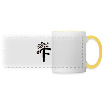 Lettre f motifs léopard - Mug panoramique contrasté et blanc - blanc/jaune - Devant